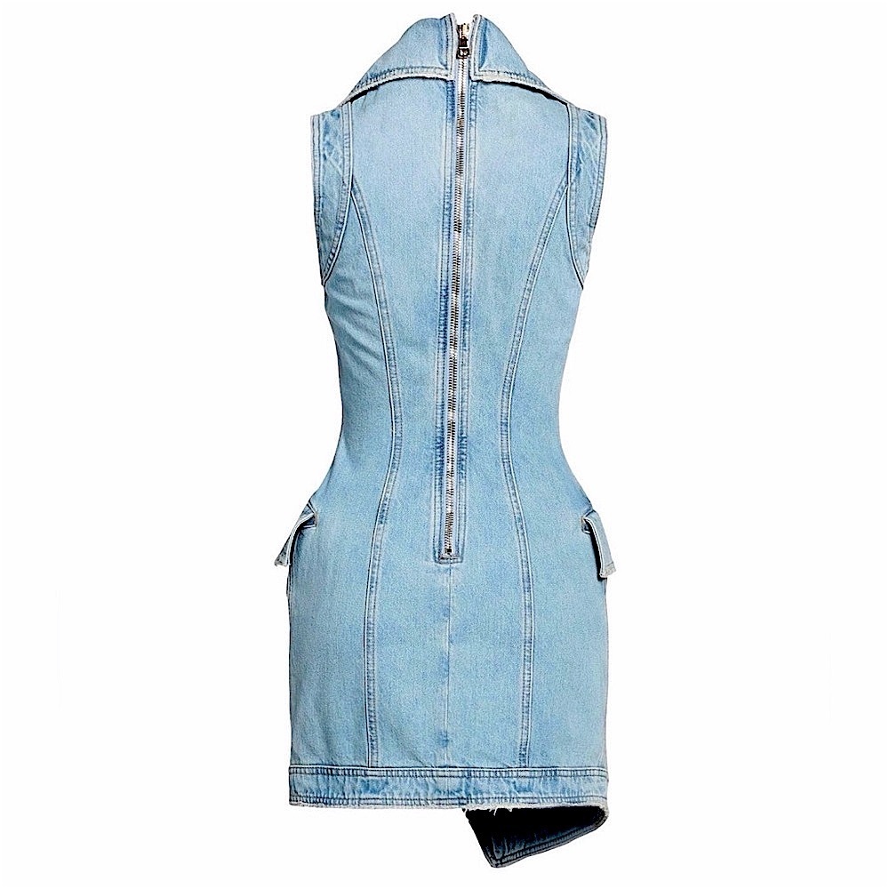 NWT Balmain Denim Wrap Mini Dress - Picture 2 of 10